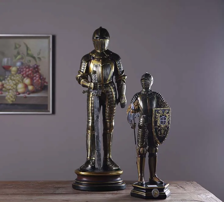 

76CM LARGE -2019 TOP COOL Decoration ART home LIVING ROOM OFFICE BAR RETRO Europe Armored Knight warrior soldier art statue