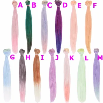 

25*100 CM Gradient Color Doll High Temperat Wigs Straight Hair for Blythe for SD for BJD Doll 1/6 1/12 DIY Accessories Kids Toy