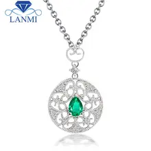 Новинка, винтажная Подвеска из Колумбийского изумруда, 18 К, белый, настоящий бриллиант, драгоценный камень,, ювелирные изделия для женщин WP056