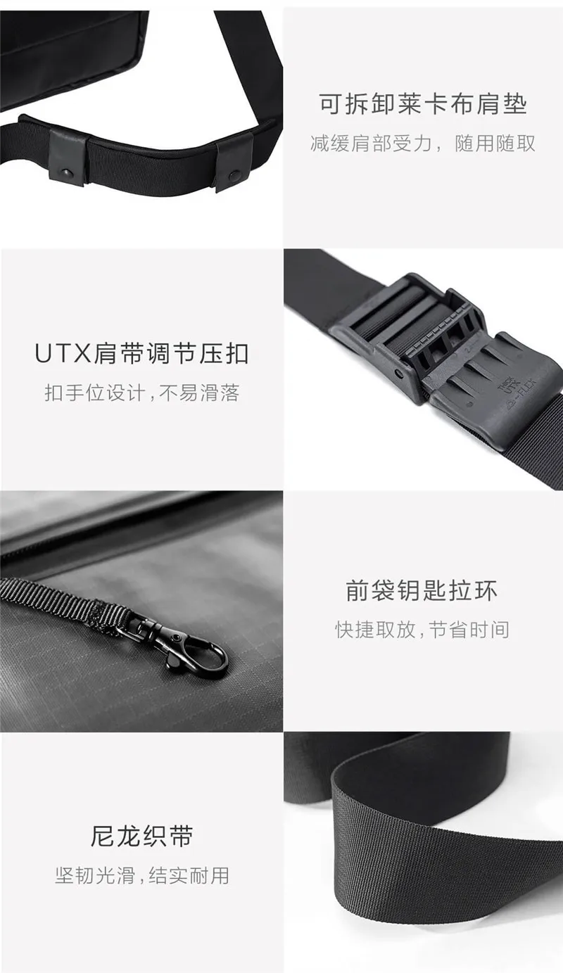 Xiaomi экологическая цепь 90Fun Messager сумка большой емкости модные водонепроницаемые карманные рюкзаки Предупреждение ющий светильник бар почтальон сумка