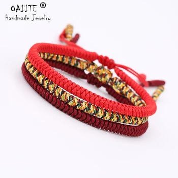 

OAIITE 3PCS Multi Color Tibetan Buddhist Good Lucky Charm Tibetan Bracelets & Bangles For Women Men Handmade Knots Rope Bracelet