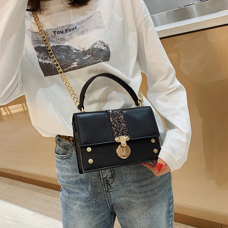 Moda super fogo cadeia saco quadrado horizontal
