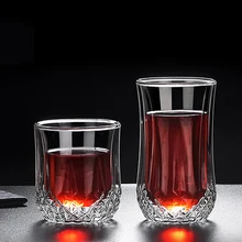 Прозрачный двусторонний стеклянный стаканчик, творческий алмаз, бокал для виски, бессвинцовый, термостойкий для водки, пива кружка с двойными стенками