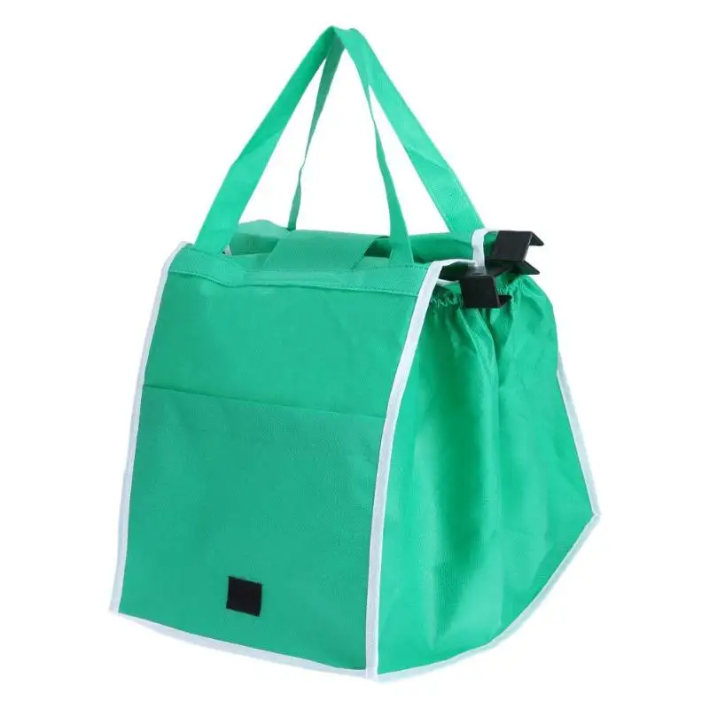 Большая тележка Клип В корзину сумки для покупок супермаркет легко использовать тележка Зеленая Ткань Сумка Портативные складные сумки