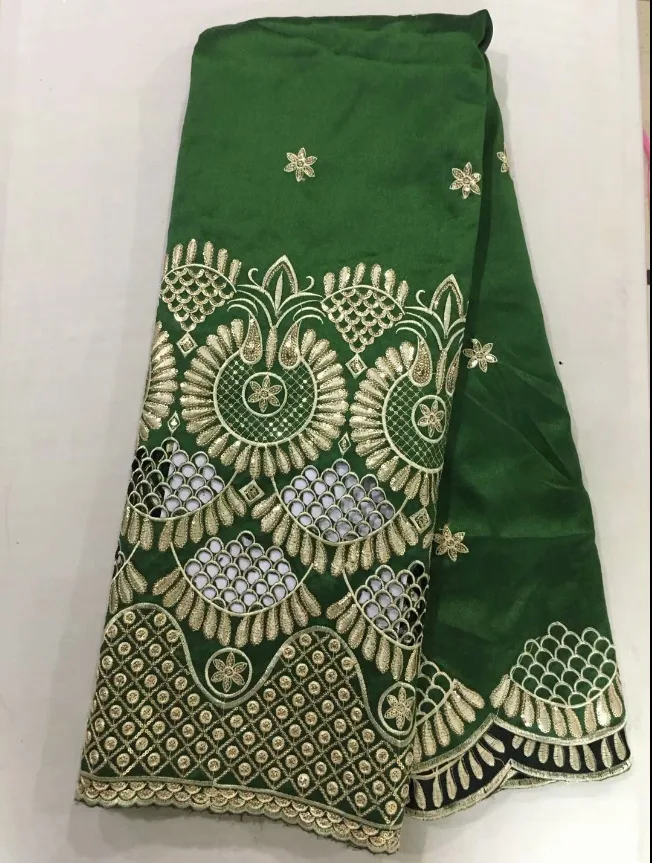 

Green African George Fabric With Sequins, Embroidery Indian George Wrapper Fabric With Best Price For Beautiful Clothing