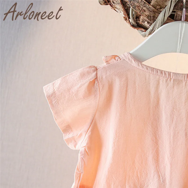 ARLONEET/Модная одежда; хлопковое платье для маленьких девочек; платье-пачка с рукавами; милое мягкое детское праздничное платье принцессы; г. Летняя одежда для девочек