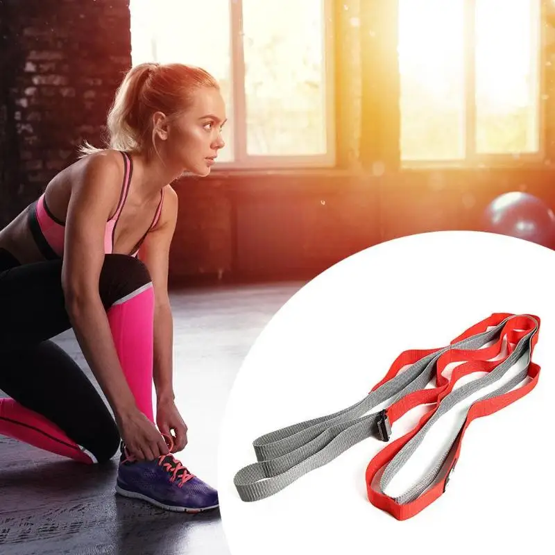 Yoga Stretch Strap Elasticity Belt Multiple Grip Loops Elastic Yoga Mat Roll Up Sling Strap Fitness Sports aerial Accessories