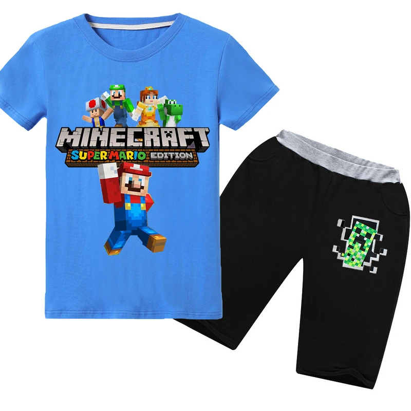 الصيف الأطفال الكرتون Minecraft تي شيرت الفتيان و الفتيات القطن تي شيرتات قصيرة الاكمام + السراويل الأطفال بدلة رياضية الملابس الصيف الأطفال الكرتون Minecraft تي شيرت الفتيان و الفتيات القطن تي شيرتات قصيرة الاكمام + السراويل الأطفال بدلة رياضية الملابس