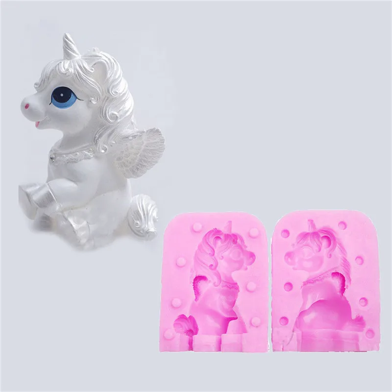 

1 set 3D Unicorn Shape Silicone Mould Chocolate Fondant Soap Candy Cake Molds Kitchen Baking Cake Decorating tools QW990136