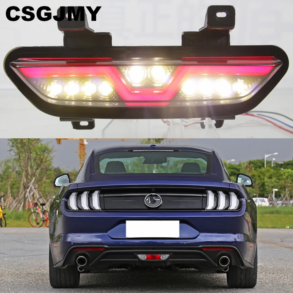 

CSGJMY 1PCS Multi-function Car Rear Fog Lamp Brake Light LED Backup Lamp Rear Bumper Reflector Light For Ford Mustang 2017 2018