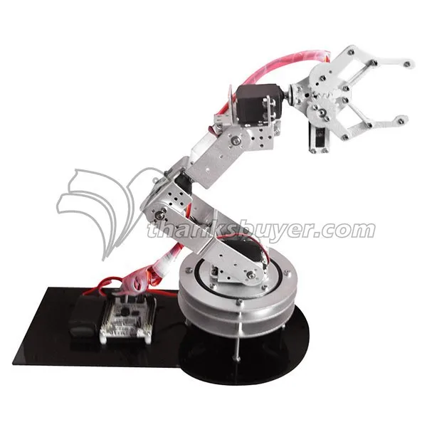 Aluminium 6 DOF Robotic Robot Arm Clamp Claw & MG996R Servos Swivel Rotatable Stand Mount Kit- Silver