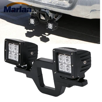 

Left & Right 2pcs 16W LED Cube Off-Road Work Lights + 1pcs Tow Hitch Mounting Bracket for Jeep Truck 4x4 Trailer RV SUV