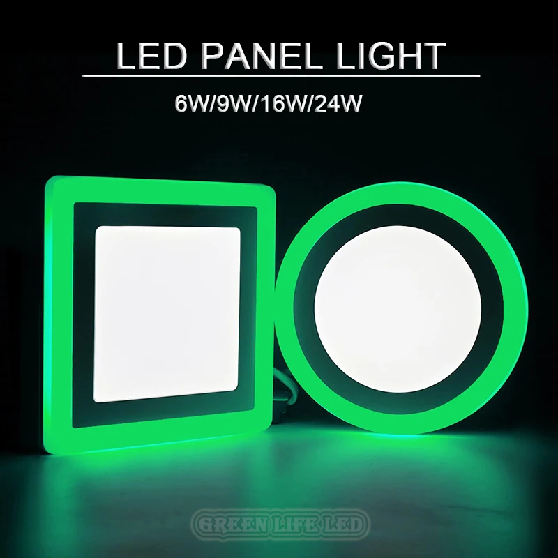 

Free ship 6W/9W/16W/24W Round/Square Led Panel Light Surface Mounted Downlight lighting Led ceiling down AC85-265V Green white