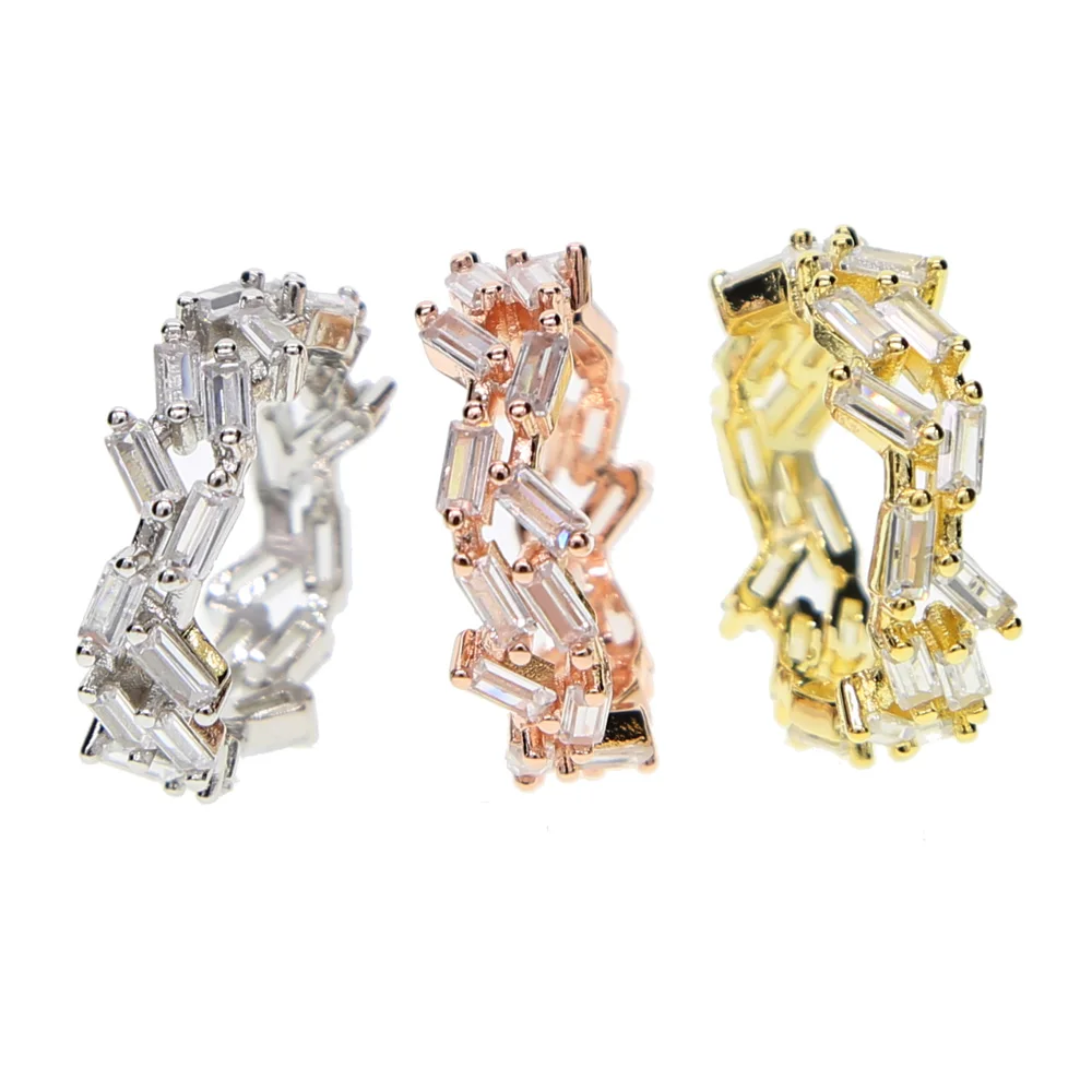 

Wedding Ring For Women Man Concise Classical big full clear Mini Cubic Zirconia Rose Gold Color Fashion Jewelry