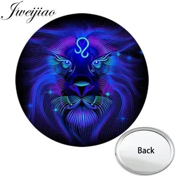 

JWEIJIAO 12 Zodiac Horoscope Leo Art Photo Symbol One Side Mini Pocket Mirror Makeup Hand Travel Purse Mirror For Birthdays Gift