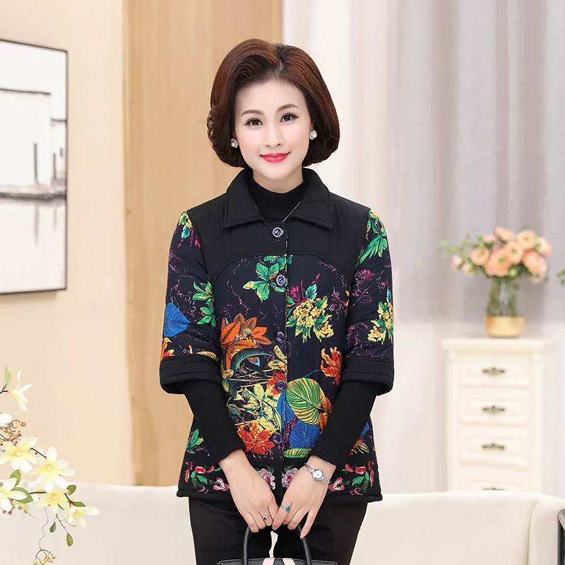 Woman Oriental Quilted Jacket Half Sleeve Parkas Puffer Tunic Coat Female Ethnic Padded Outerwear Autumn Winter Puff Basic Coats
