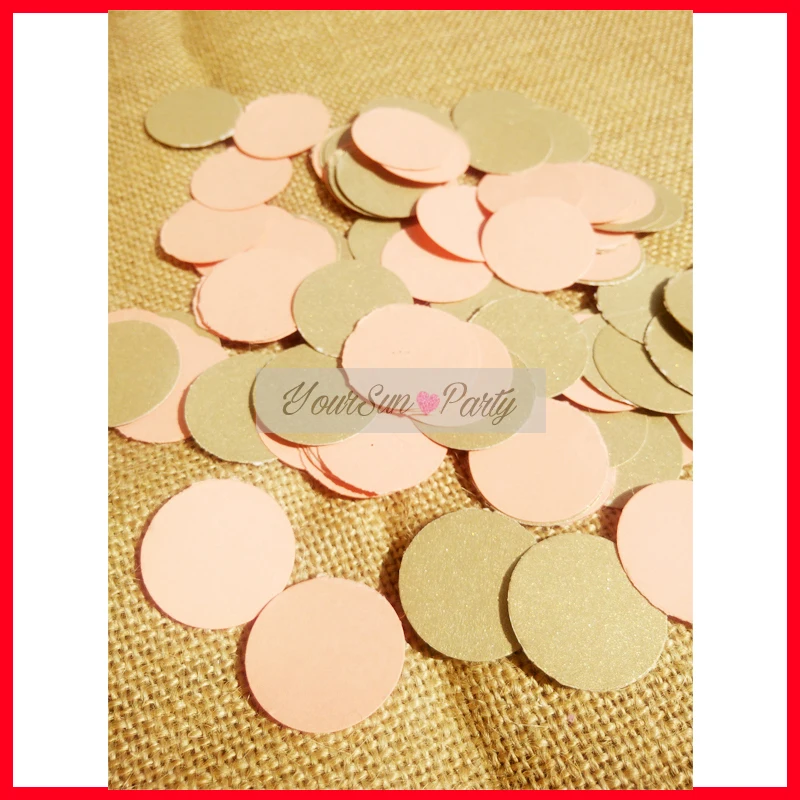 

2016 Free Shipping Round Gold Baby Pink Confetti Diameter 2.5 cm Circle Paper Confetti Table Scatters Baby Girl Princess Diva