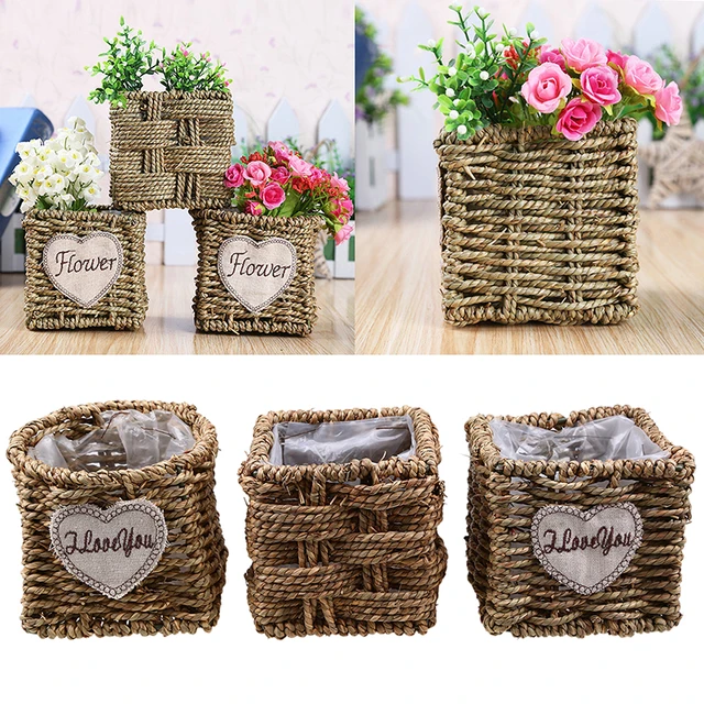 Aliexpress.com: Comprar Maceta De Jardín de Ratán Mimbre Cestas de paja