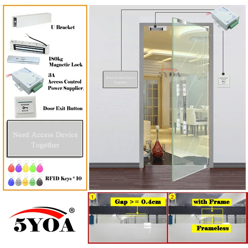 Система контроля доступа RFID отпечаток пальца умный дверной замок Безопасный Комплект Электронный Открыватель ворот домашний гараж цифровой набор электро магнитный - Цвет: 4-SetMagU