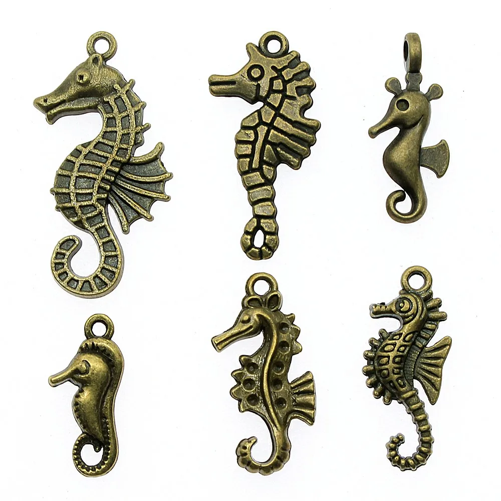 

10pcs/lot Charms Hippocampal Antique Bronze Color Sea Horse Charms Jewelry Findings Diy Hippocampal Charms Wholesale