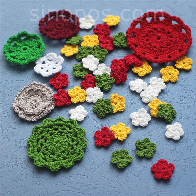 Crochet applique crochet doilies and crochet flowers. Scrapbook kit
