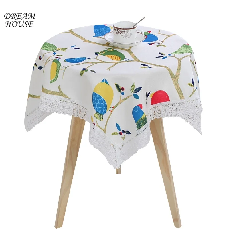 

Flower Printed Square Tablecover Round Table Cover Cotton Table Cloths for Events Linen Party Tablecloth Wedding Decorations