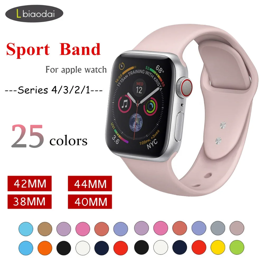 

Sport strap For Apple watch 4 Band 44mm/40mm iwatch band 42mm/38mm silicone bracelet watchband for apple watch series 4 3 2 1