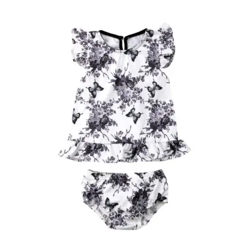 Newborn Infant Baby Girl Clothes Set Floral Outfits Cute Summer Vest