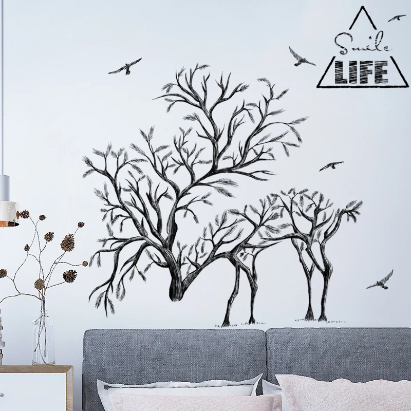 

[SHIJUEHEZI] Tree Branch Wall Sticker Vinyl DIY Deer Birds Animal Murals Decals for Living Room Bedroom House Decoration