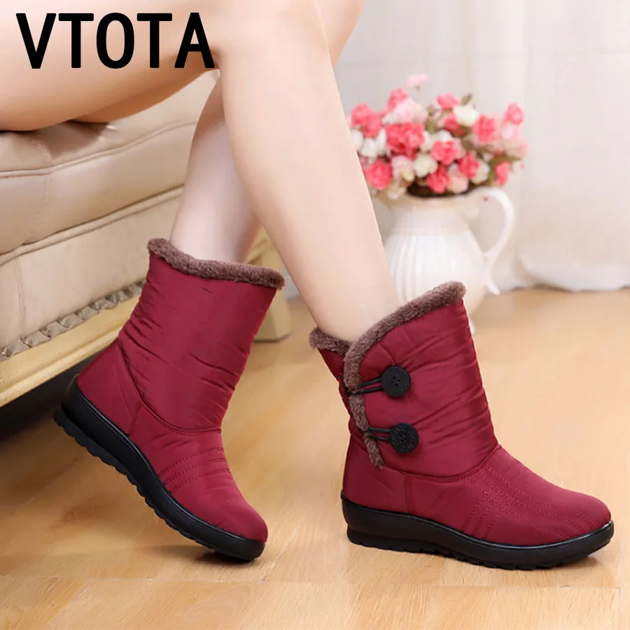 

VTOTA 2018 Winter Plus Velvet To Keep Warm Snow Boots Thick Bottom Platform Waterproof Winter Boots Non-Slip Mother Cotton Boots