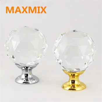 

6pcs/lot cupboard drawer wardrobe Door Handle Gold silver crystal handle crystal door knobs and handles cabinet furniture