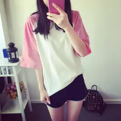 M-2XL Лето Harajuku BF цвет лоскутное короткий рукав женская футболка Новая мода футболки для женщин Повседневное свободные топы