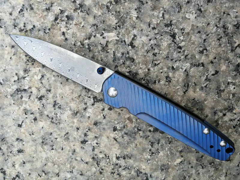 

TRSKT 485 Valet Axis System, Folding Knife Damascus Steel Balde ,TC4 Handle Outdoor Camping Hunting Knives Pocket Edc Tools