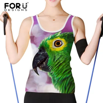 

FORUDESIGNS Women Tank Tops Brand Clothing Parrot Peacock Sleeveless Tshirt Female Womens Shirt Woman Crop Tops Camis Femininas