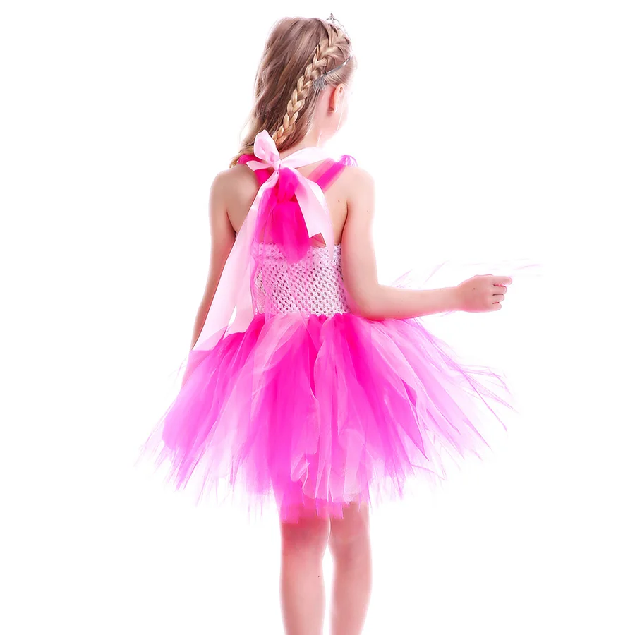 Kids Girls Flamingo Tutu Dress Sleeveless Summer Party Tulle Gown Girl Princess Fancy Fluffy Dress for Birthday Photo Clothing (16)