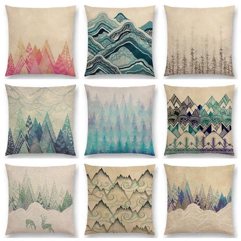 

Colour Tide Wood Forest Tree Mountain River Hills Winter Snow Top Floral Fresh Pattern Prints Cushion Cover Sofa Pillow Case