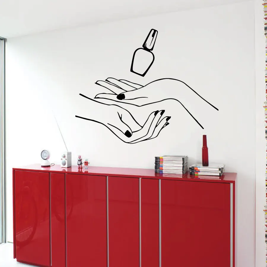 Nails Beauty Salon Wall Decal Hands Polish Pattern Manicure Wall
