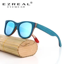 EZREAL marca diseñador gafas de sol de madera nuevos hombres polarizados monopatín azul gafas de sol de madera con caja Original gafas vintage Retro