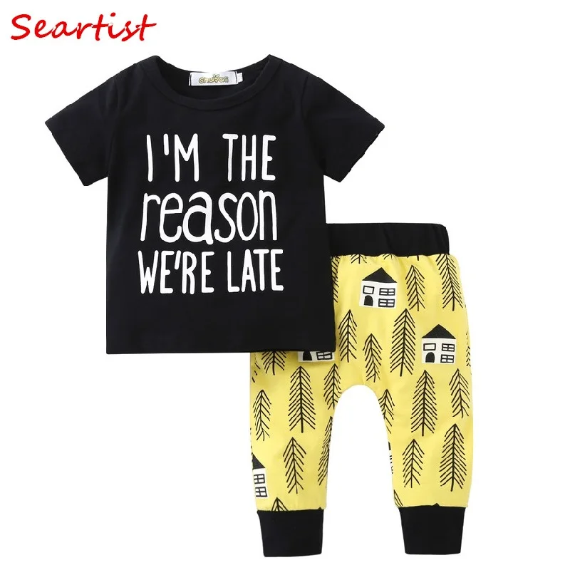 

Seartist 2019 New Baby Boys Clothing Set Short Sleeved Spring Summer Set T Shirt+Pants Bebes Leggings Baby Boy Clothes Shorts 48
