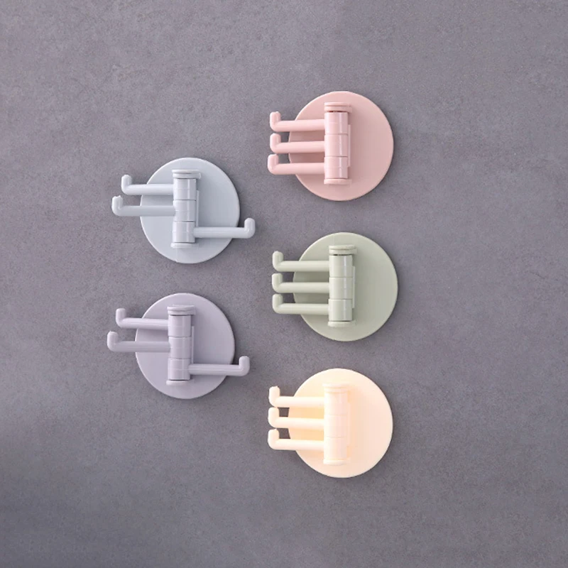 

for Hanging Home Organizer Creative Hook Seamless Paste 3 Branch Rotating Key Hanger Kitchen Wall Hooks Bathroom Gadgets