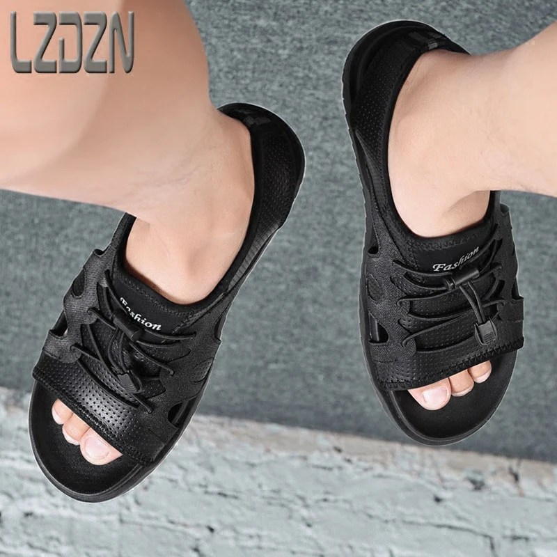 

men's shoes leather sandals youth middle school students summer Sneakers Men Slippers Flip Flops casual Shoes beach outdoor
