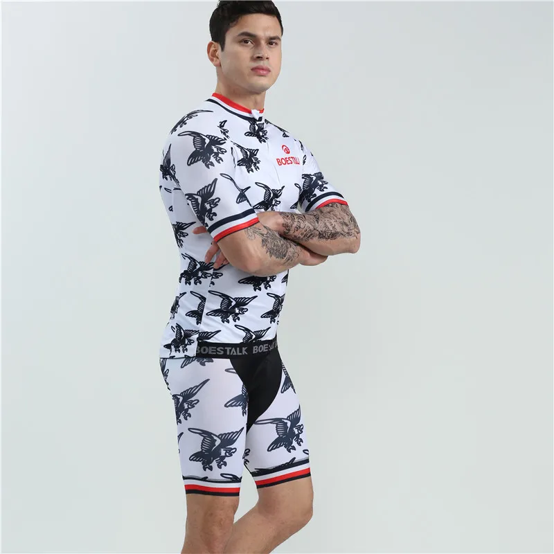 Men white eagle triathlon suit bretelle ciclismo 2019 cycling team bike jersey set hombre breathable cycling clothes bicicleta