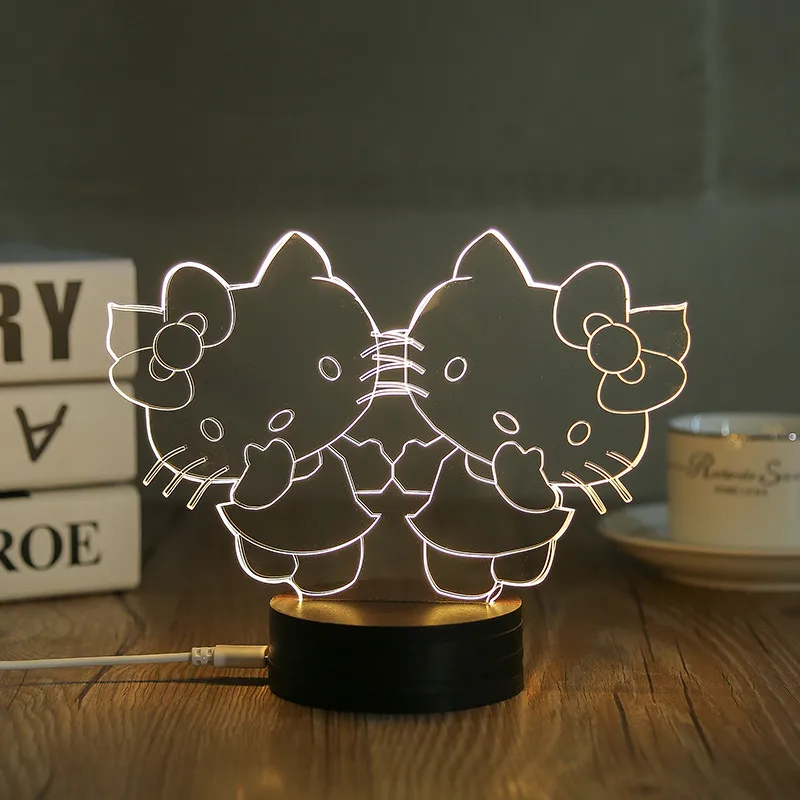 Cute Hello Kitty Funny Table Lamp 3D Visual Stereo Mood Lights Bedroom