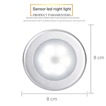 

Motion Sensor LED Night Light PIR Magnetic Round LED Cabinet Wall Lamp Light sticker By 3AAA Battery For Closet Bedroom stairs