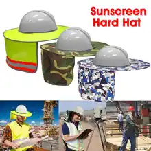 Safurance 1Pc Yellow/Green camo/Blue camo Sunscreen Hard Hat Sunshade Shield With Shield Shade Head Neck Nape Outdoor Protection