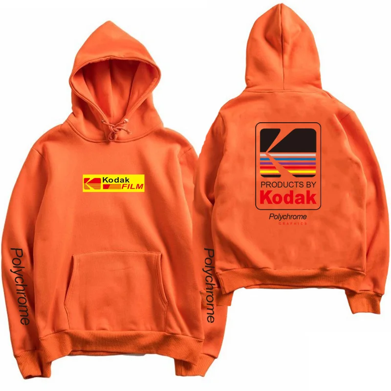 Новинка года. Толстовка с капюшоном для мужчин и женщин. Модная брендовая осенне-зимняя уличная одежда. Толстовки в стиле хип-хоп Kodak. Мужские толстовки - Цвет: Orange XMS98
