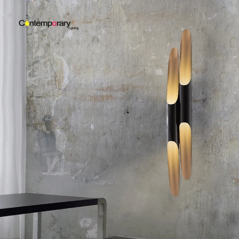 

Industrial Black Nordic Modern Simple Coltrane Bevel Aluminum Cylinder LED Wall Lights Circular Tube Wall lamp Home Lighting