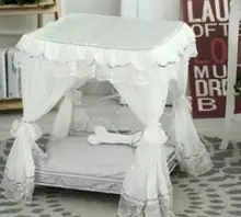 High-end pet bed nets kennel atmosphere. Wrought iron bed. The princess luxurious palace imperial concubine bed