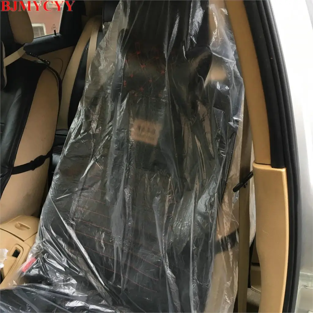 BJMYCYY 100x автомобильный одноразовый пластиковый мягкий чехол для сиденья Водонепроницаемый для bmw toyota chevrolet ford mazda kia