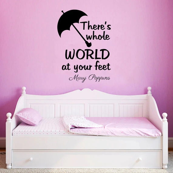 Beautiful Art Design Quotes Vinyl Wall Sticker There Is Whole World At Your Feet With Cute Umbrella Room Decor Wall Mural Y 886 Vinyl Wall Stickers Designer Wall Stickerswall Sticker Aliexpress